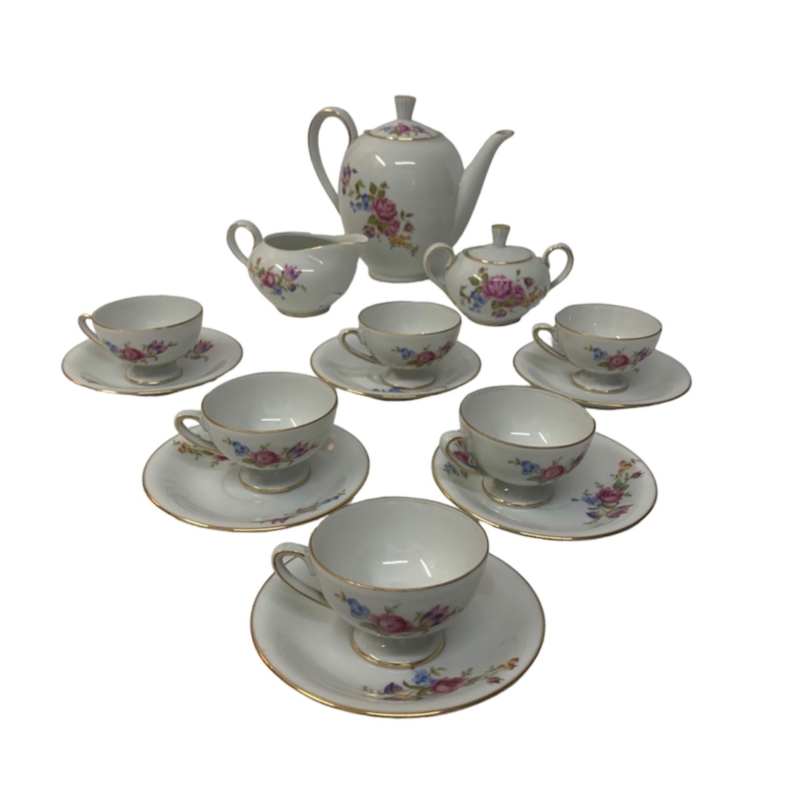 Conjunto para cafe em porcelana argentina na cor branca decorada com... - foto 1 de 10