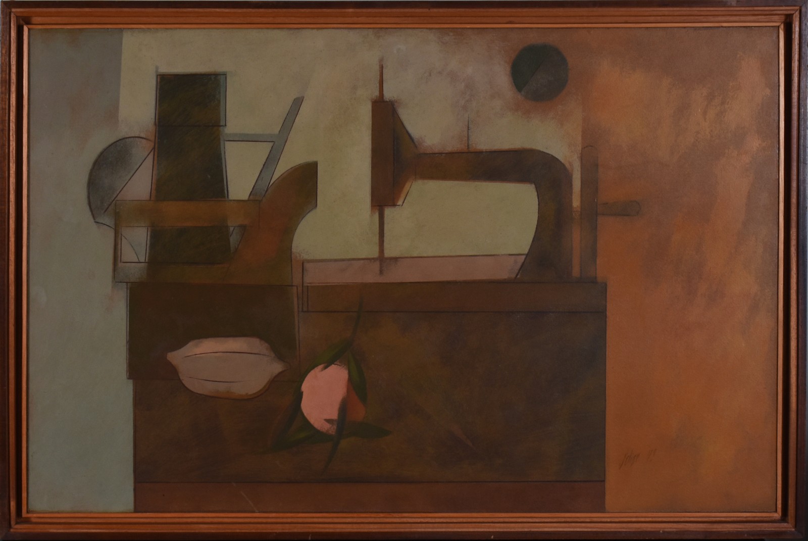 Carlos Scliar (1920-2001), Natureza Morta: maquina de costura, ferro de passar, bule e fruta. 1978 - foto 2 de 5