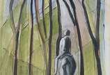 Lasar Segall (1891-1957), Cavaleiro na Floresta... - Aquarela s/ papel<br>Ass. inf. esquerdo<br>Obra com numero de registro 2468<br>Obra apresenta cache da Vernissage Galeria de Arte.<br>