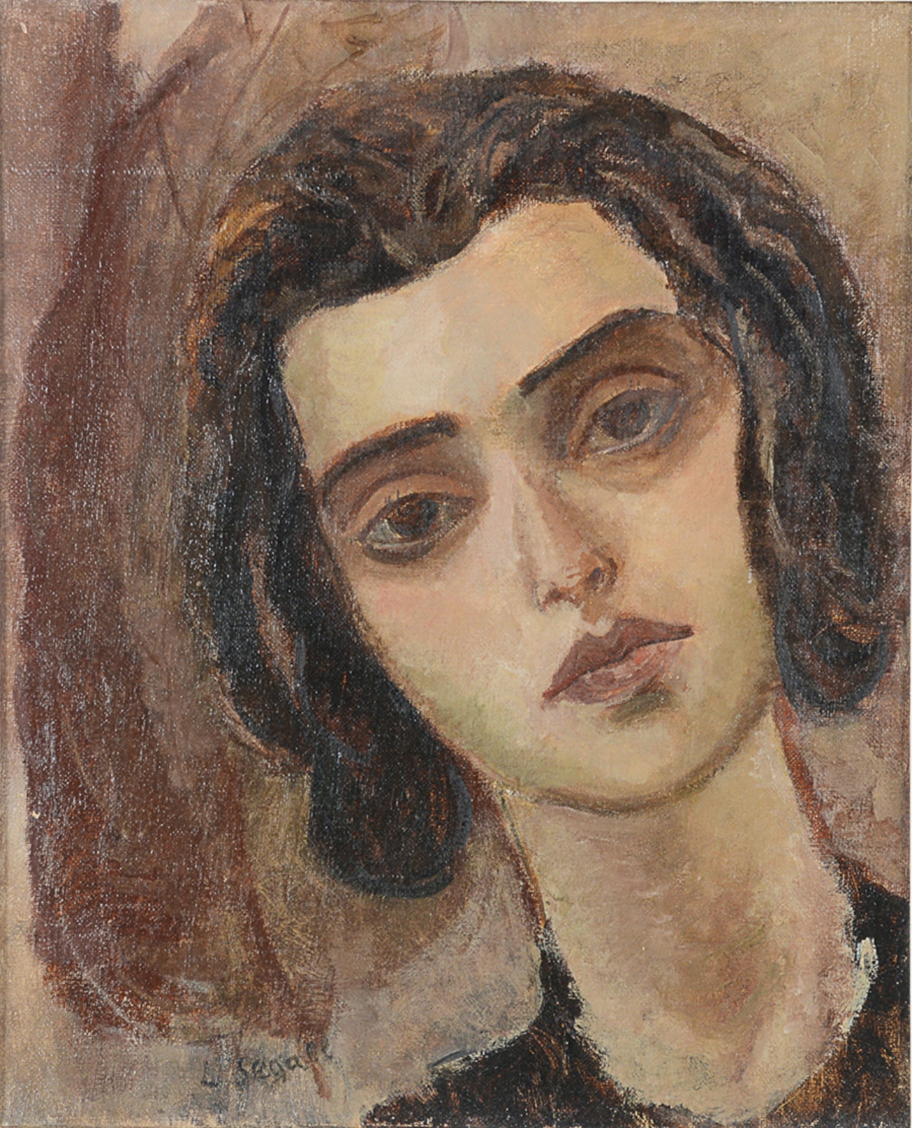 Lasar Segall (1891-1957), Cabeça de Myra com  fundo de folhas, 1950 - foto 1 de 6