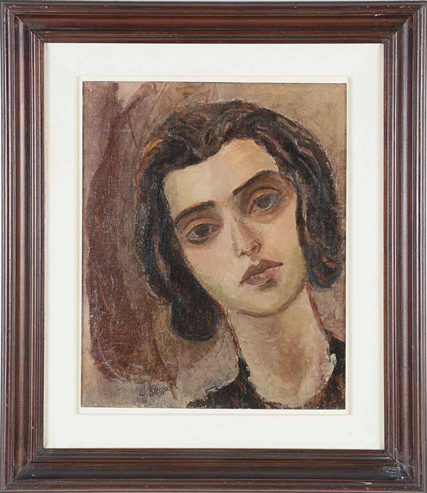 Lasar Segall (1891-1957), Cabeça de Myra com  fundo de folhas, 1950 - foto 2 de 6