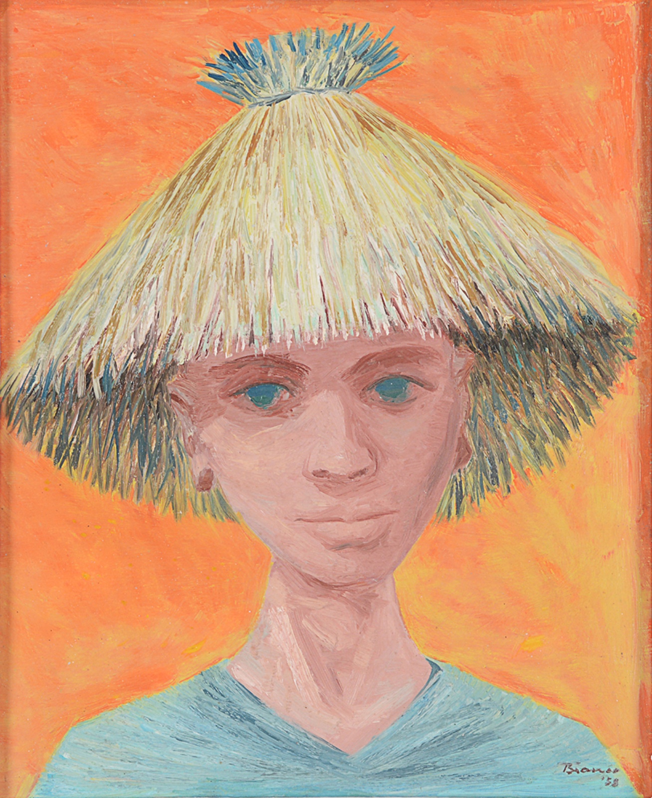 Enrico Bianco (1918-2013), Homem com chapeu de palha, 1958 - foto 1 de 6