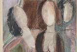 Lasar Segall (1891-1957), Janela e três figuras... - Aquarela s/ papel<br>Ass. inf. direito<br>Obra com numero de registro 2470<br>Obra apresenta cache da Vernissage Galeria de Arte.<br>