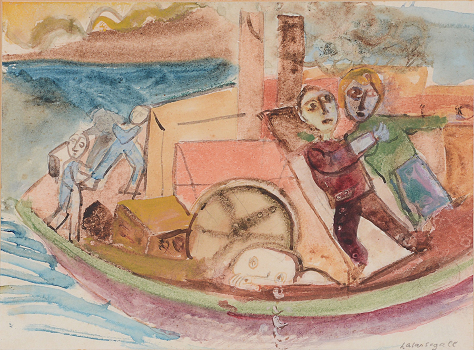 Lasar Segall (1891-1957), Figura em barco a motor, 1919 - foto 1 de 6