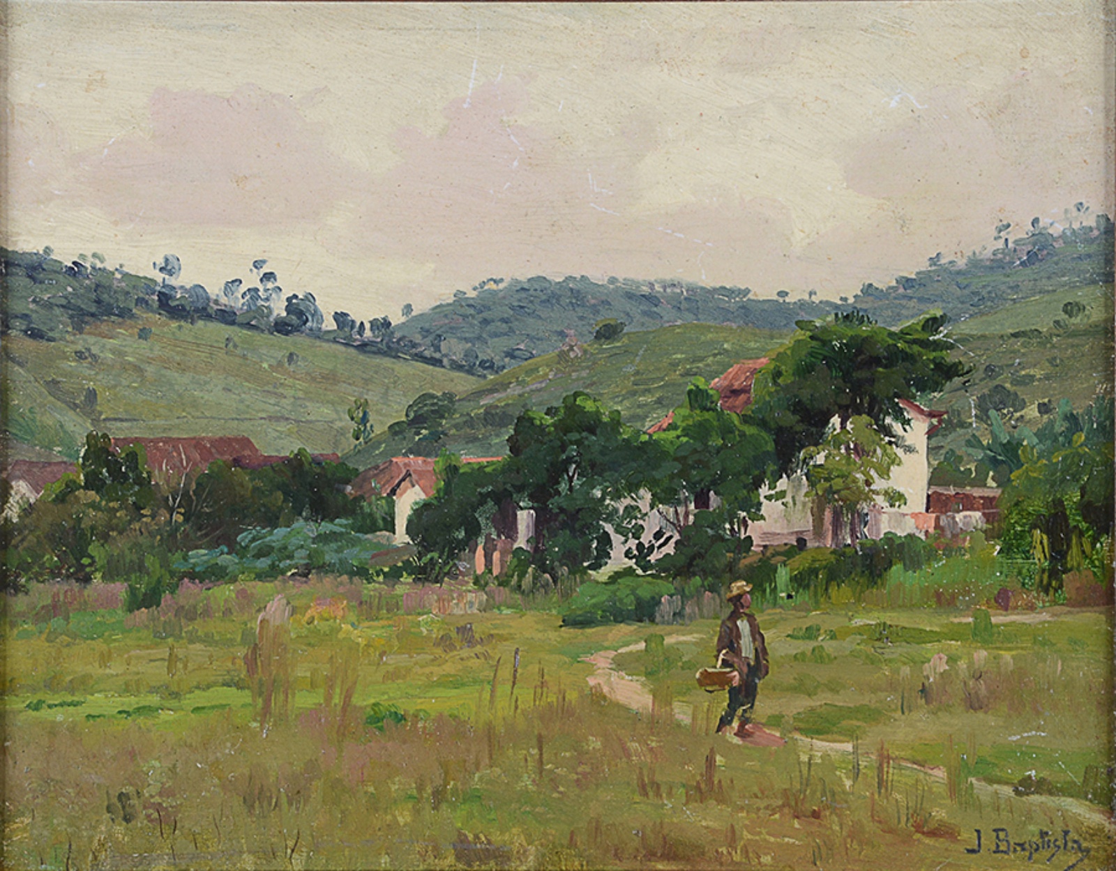 Baptista da Costa  (1865-1926), Paisagem com figura e casario - foto 1 de 6