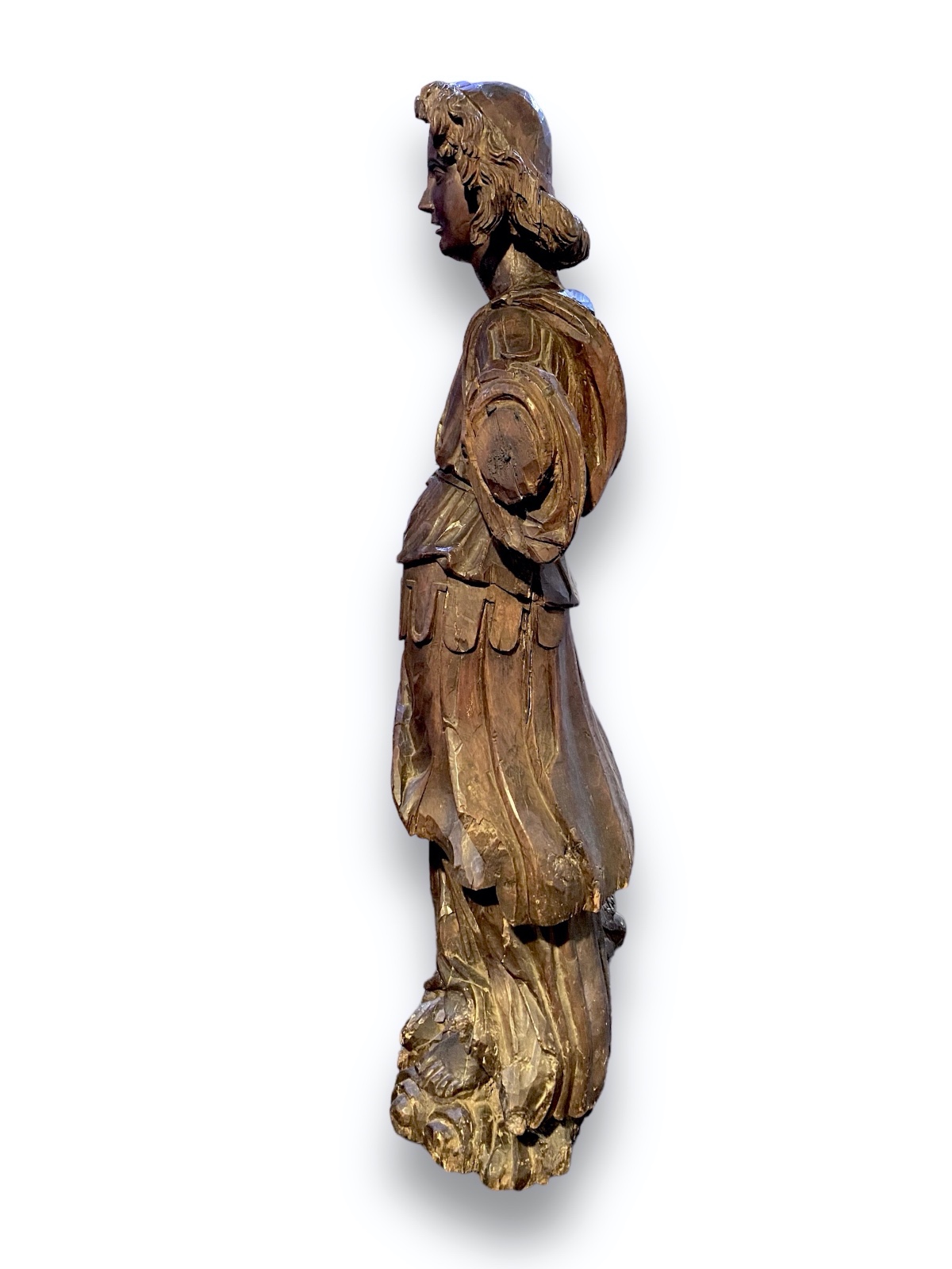 Excepcional e imponente escultura francesa em carvalho de São Miguel... - foto 3 de 6