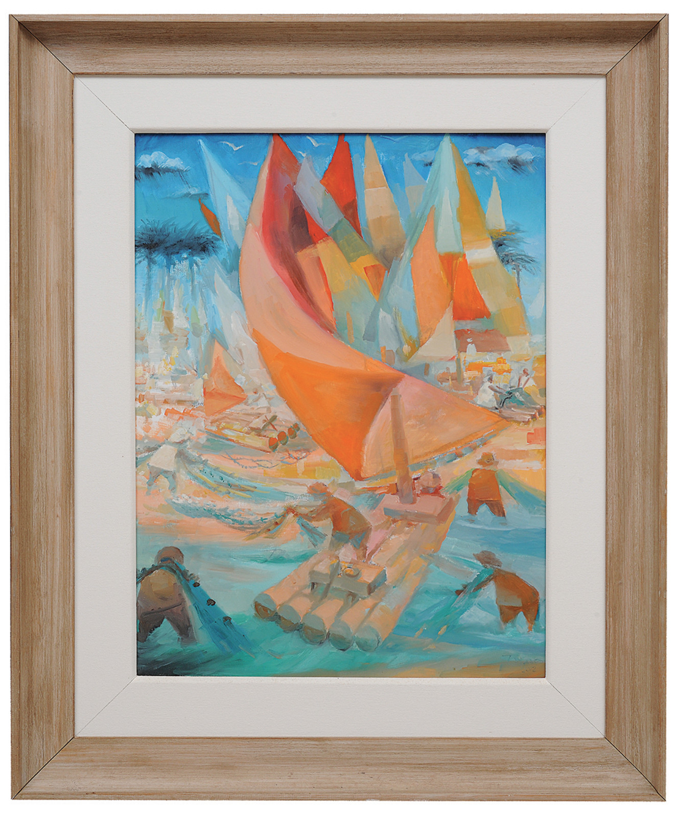 Enrico Bianco (1918-2013), PESCADORES E JANGADAS COM VASO DE FLORES, 2005 - foto 2 de 2