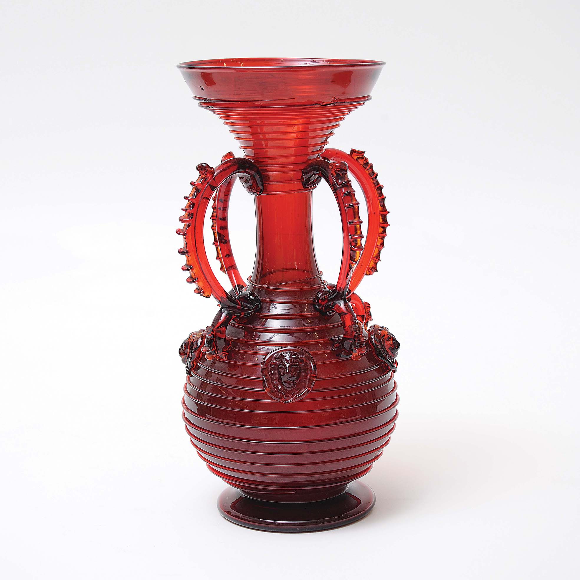 Grande vaso em vidro de Murano estilo Art Nouveau na cor vermelho escuro, 1890 - foto 3 de 4