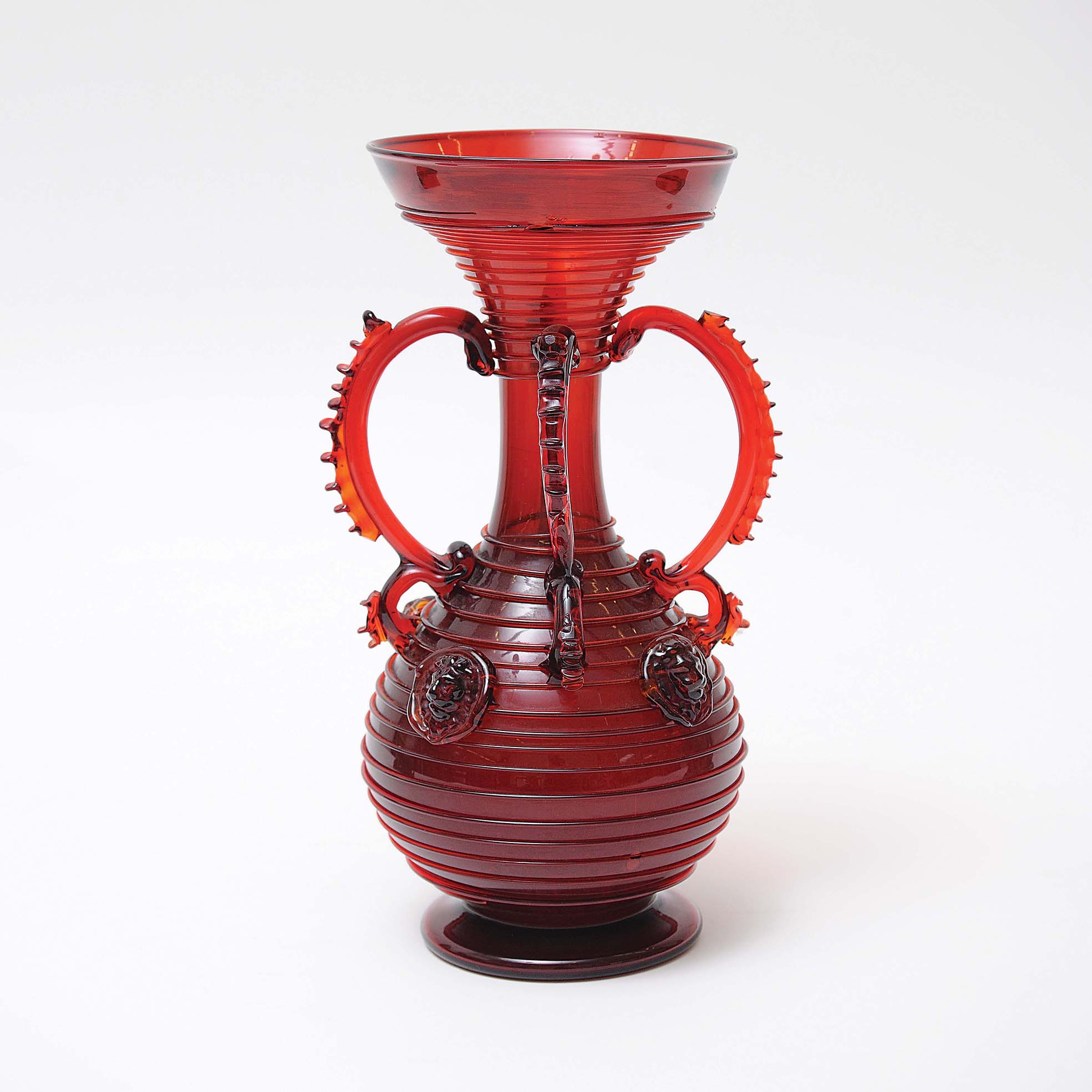 Grande vaso em vidro de Murano estilo Art Nouveau na cor vermelho escuro, 1890 - foto 4 de 4