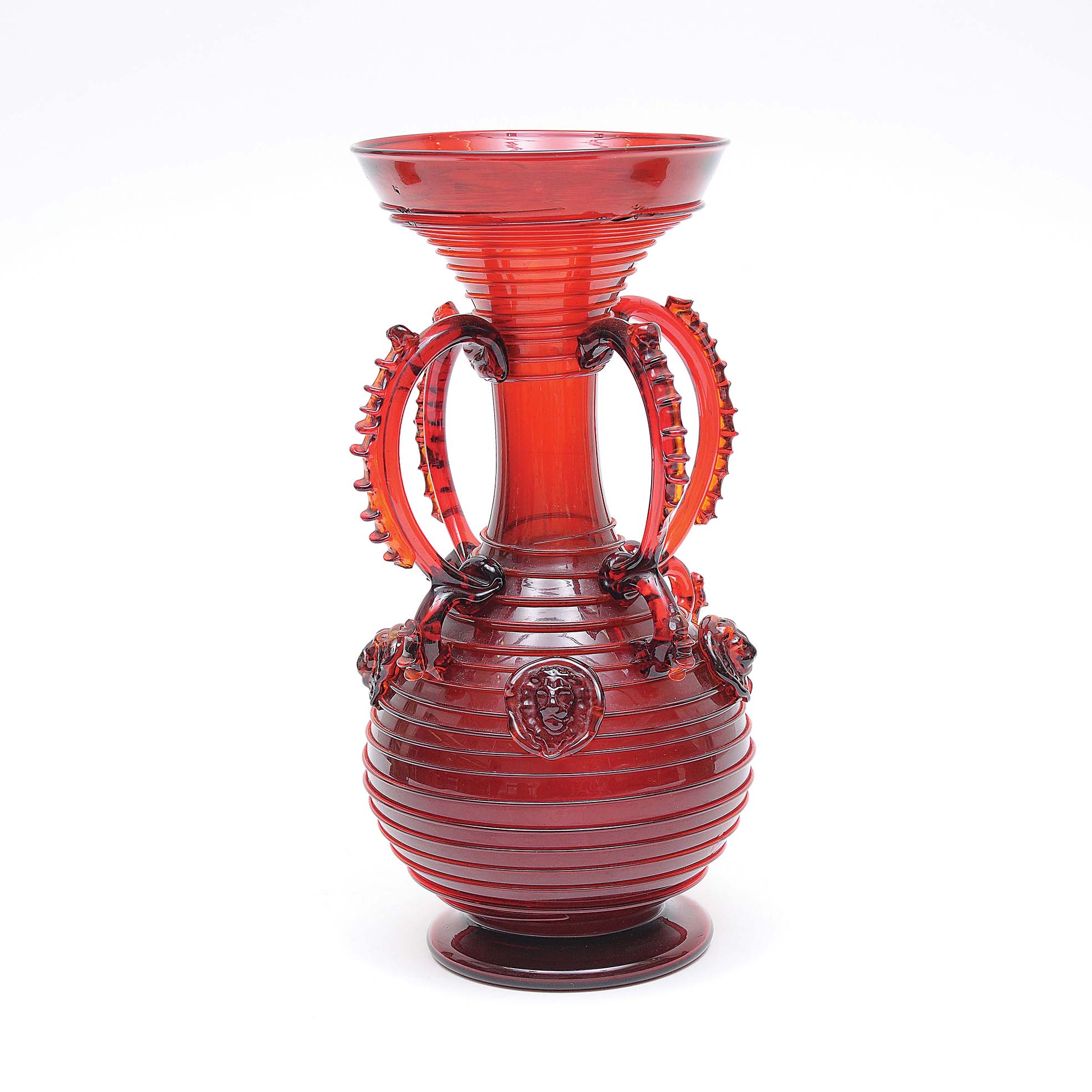 Grande vaso em vidro de Murano estilo Art Nouveau na cor vermelho escuro, 1890 - foto 1 de 4