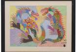 Chico da Silva (1910-1985), Dragões, 1970 - Óleo s/ tela
Ass. inf. direito