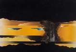Tetsuro Sawada (1933-1999), Alvorecer preto e a... - Óleo s/ tela<br>Ass. inf. direito e datado <br>Obra apresentra cachê da Galeria Copacabana Palace