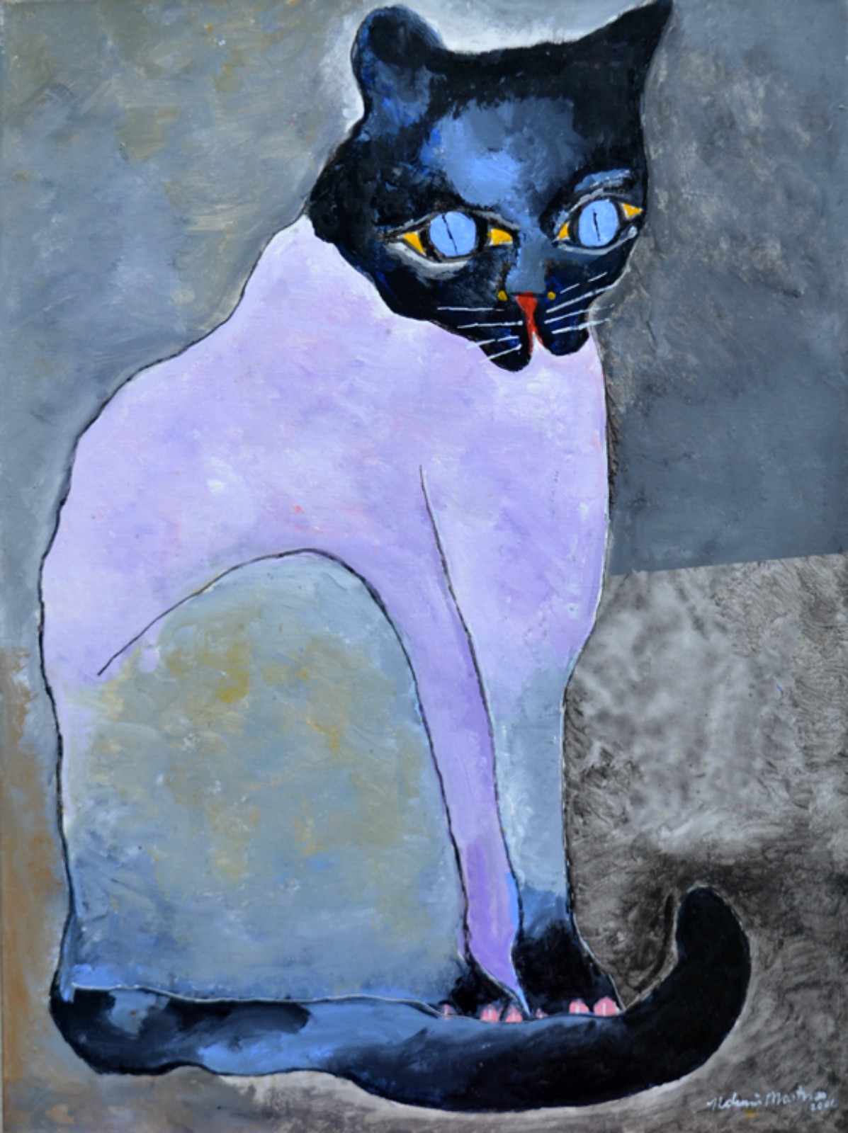 Aldemir Martins (1922-2006), Gato Lilás com Preto, 2001 - foto 1 de 4
