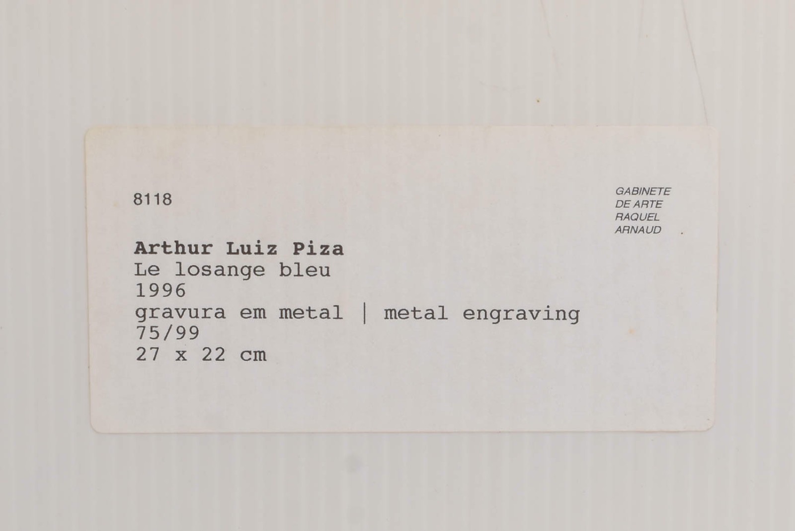 Arthur Luiz Piza (1928-2017), Le losange bleu, 1996 - foto 5 de 6