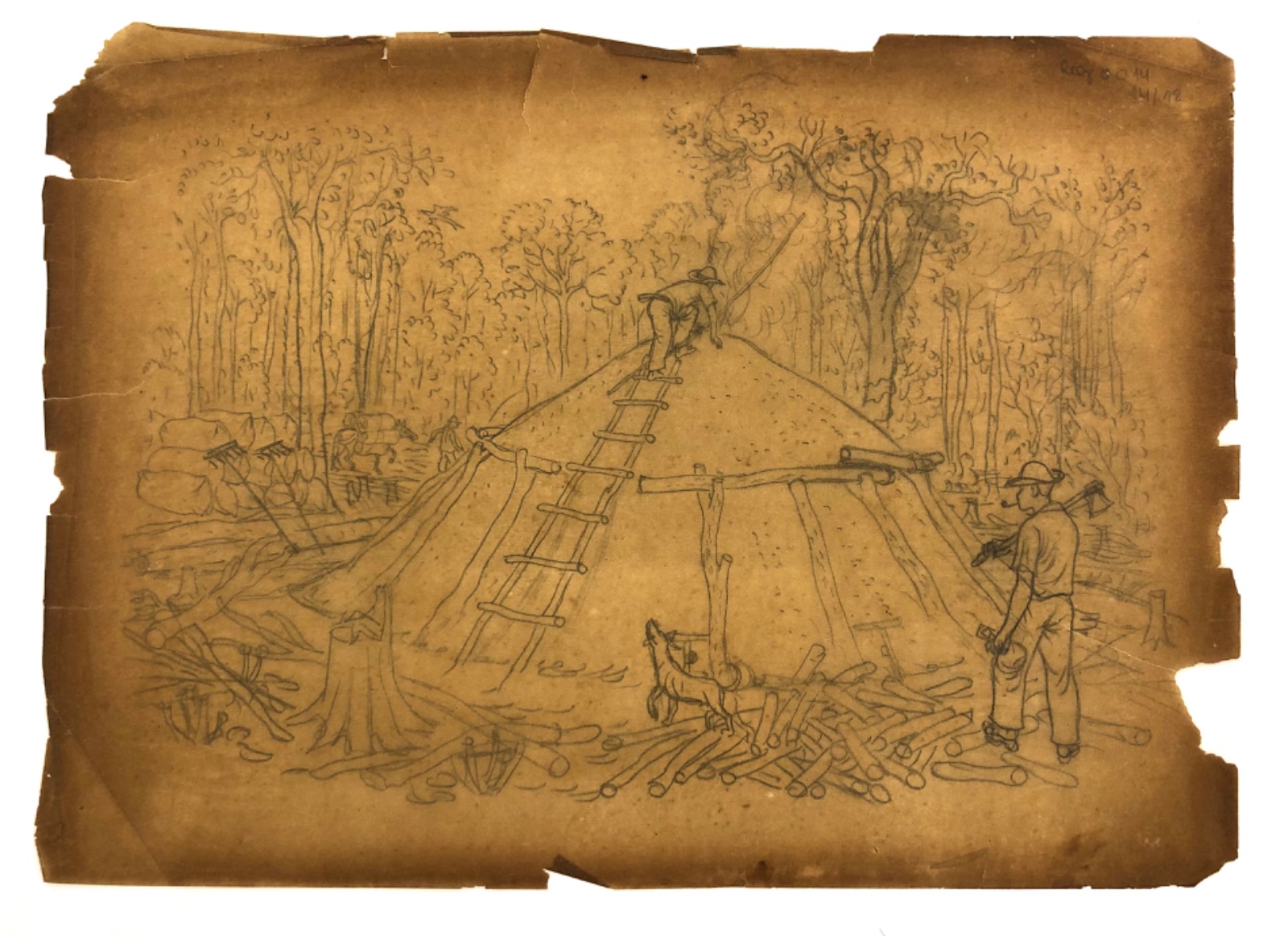 Percy Lau (1903-1972), Paisagem com figuras - foto 2 de 3