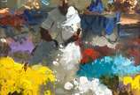 Armando Romanelli (1945), Feira de flores, 2016 - Óleo s/ tela<br>Ass. inf. esquerdo e verso<br>