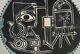 Pablo Picasso (1881-1973), Sem título - Impressão s/ azulejo representando cerâmicas do artista<br>Ass. na chapa no inf. esquerdo