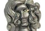 Miguel Berrocal (1933-2006), Retrato de Michelle - Escultura de metal niquelado<br>Ass. na peça<br>Quebra-cabeça vintage representando busto feminino tridimensional<br>Numerada 5366