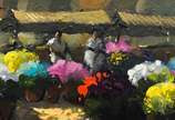 Armando Romanelli (1945), Feira de flores, 2015 - Óleo s/ madeira<br>Ass. inf. esquerdo