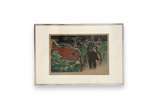 Oswaldo Goeldi (1895-1961), Figura com peixe, 1981 - Xilogravura <br>Gravação de Reis Júnior dat. 1981. ass. inf. esquerdo  por Beatriz Reynal<br>P.A <br><br>