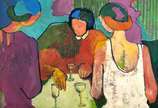 Abigail Vasthi Schlemm (1957), Lição de Casa, 1996 - Óleo s/ tela<br>Ass. inf. esquerdo e verso