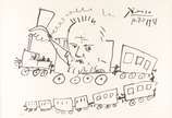 Pablo Picasso (1881-1973), Le train de Victor H... - Litografia sobre papel<br>Ass. inf. direito <br>A.P. (Artist’s Proof) <br>Procedência: Anna Bella Geiger <br><br>Nesta composição, Pablo Picasso...