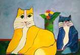 Aldemir Martins (1922-2006), Gato Amarelo e Gat... - Acrílico s/ tela<br>Ass. inf. esquerdo<br>Possui certificado de Pedro Martins