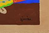 Djanira (1914-1979), Anjo da guarda, 1965 - Guache s/ papel<br>Ass. inf. direito<br>Ex Coleção Antônio Callado <br>Obra produzida para Callado logo após seu período preso durante a ditadura mili