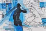 Enrico Bianco (1918-2013), Nu com lavadeiras, 2008 - Técnica mista s/ cartão<br>Ass. inf. direito