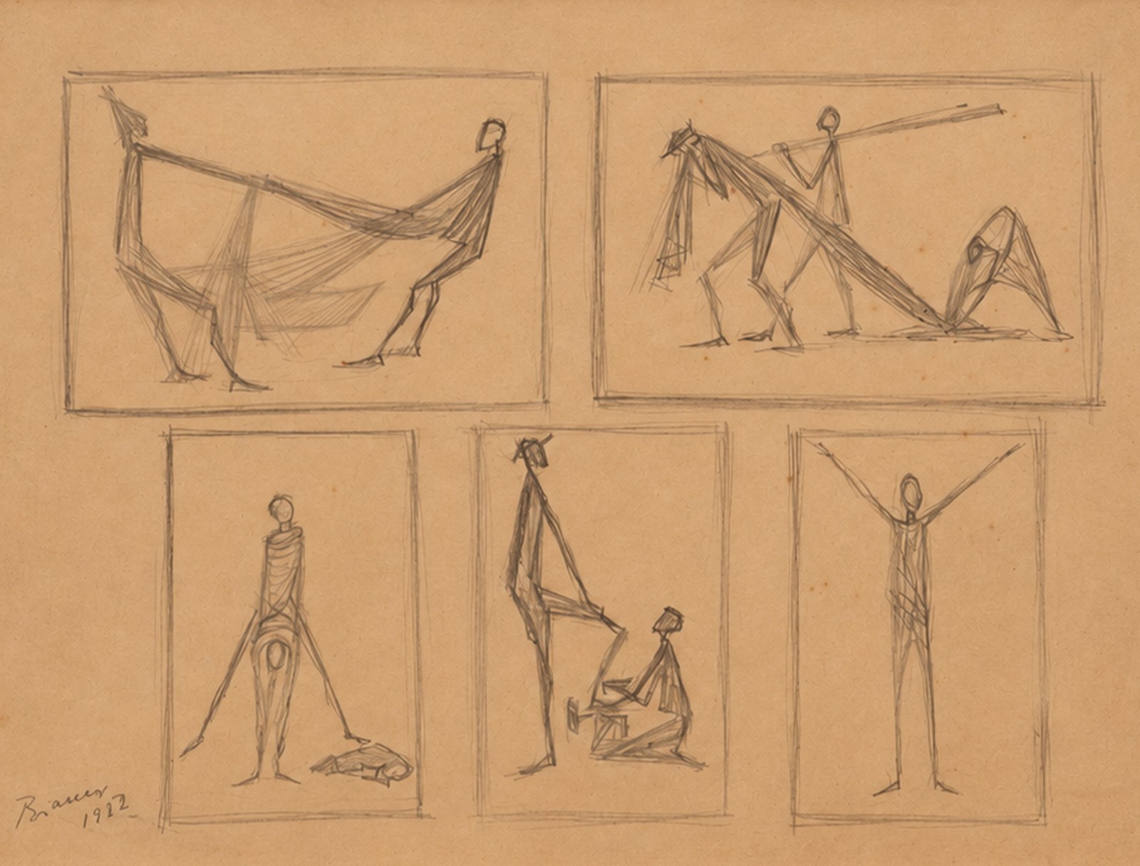 Enrico Bianco (1918-2013), Estudo para Pescadores e Trabalhadores, 1956 - foto 1 de 4