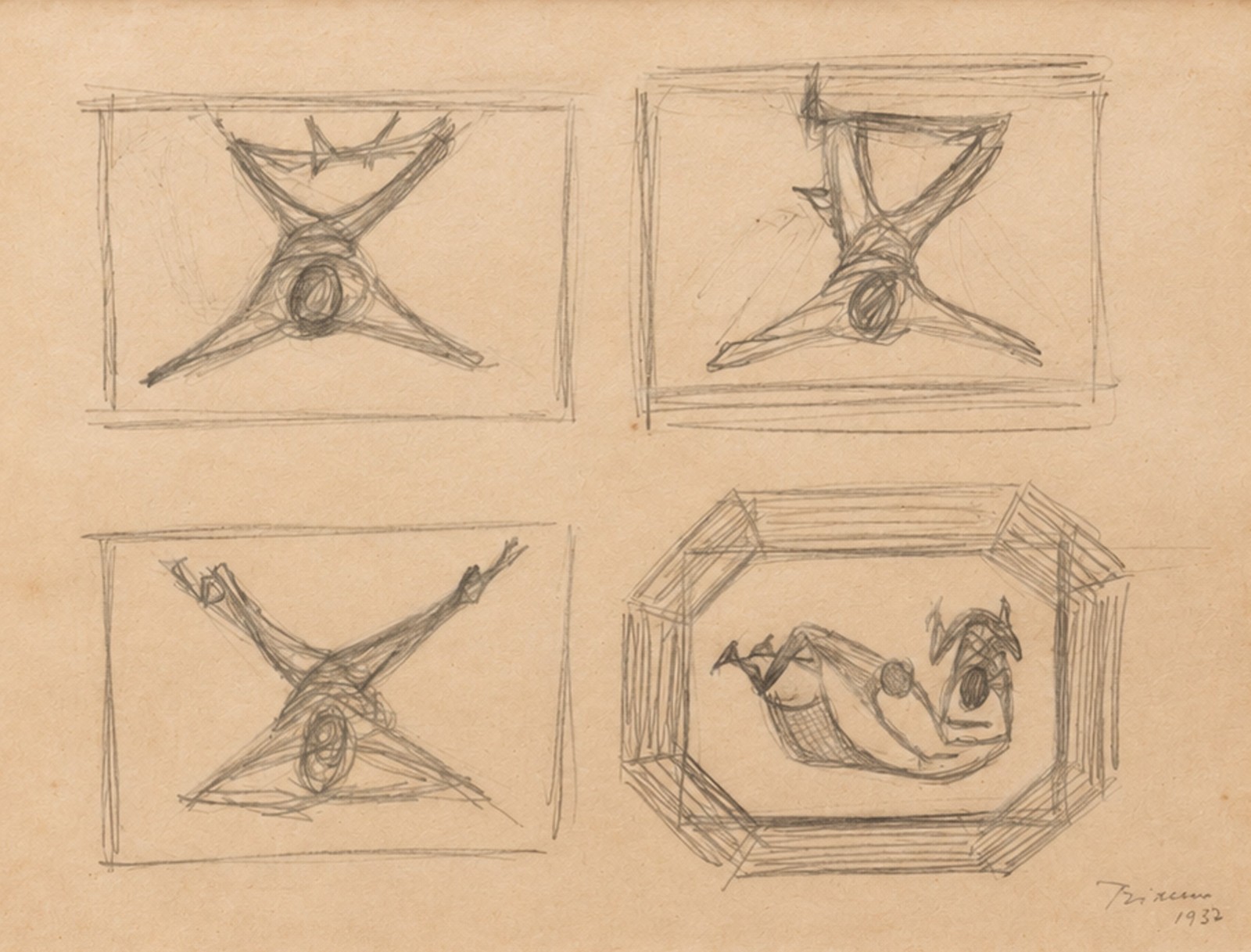 Enrico Bianco (1918-2013), Estudo para Figuras e Pescadores, 1956 - foto 2 de 5