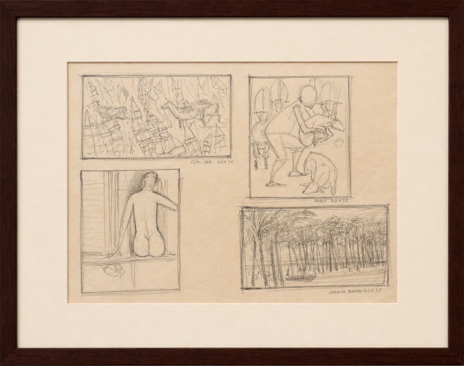 Enrico Bianco (1918-2013), Estudo para Bananal, Menino com Carneiros, Nú e Marinha com Coqueiros - foto 2 de 3