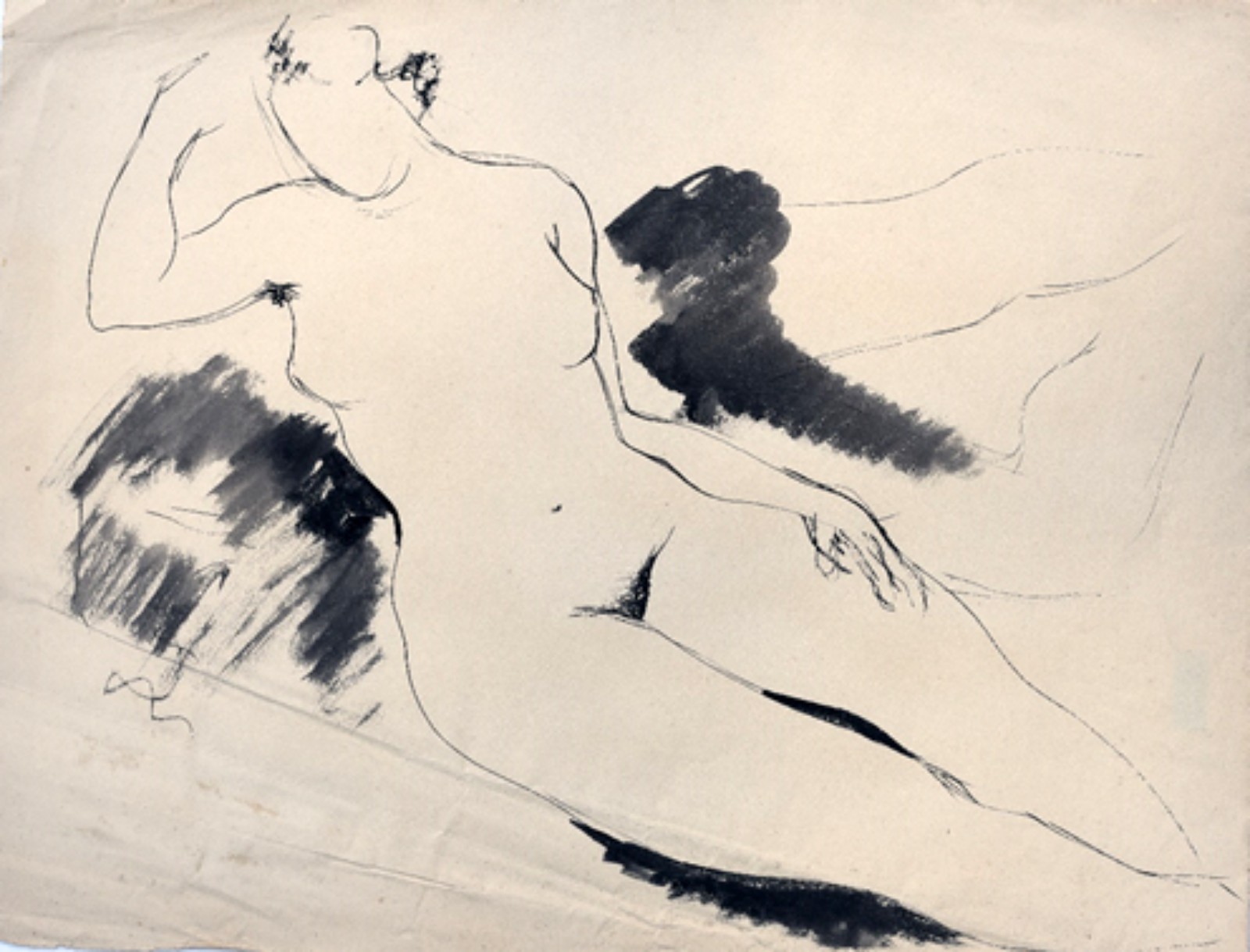 Enrico Bianco (1918-2013), Desenho dupla face, frente "Cabeça de Homem" e verso "Nú", 1949 - foto 1 de 3