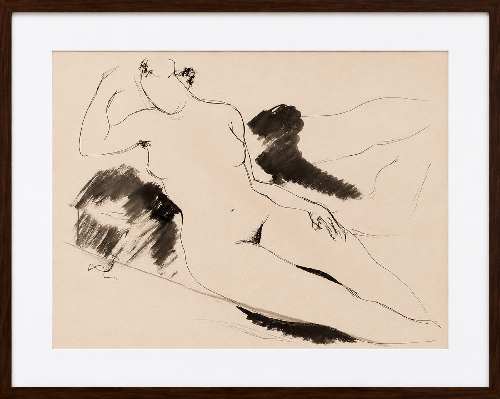 Enrico Bianco (1918-2013), Desenho dupla face, frente "Cabeça de Homem" e verso "Nú", 1949 - foto 2 de 3