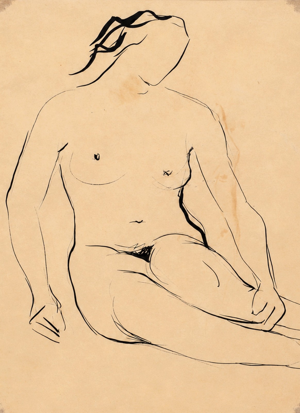 Enrico Bianco (1918-2013), Desenho dupla face, frente "Cabeça de Homem"  e verso "Nú", 1949 - foto 4 de 5