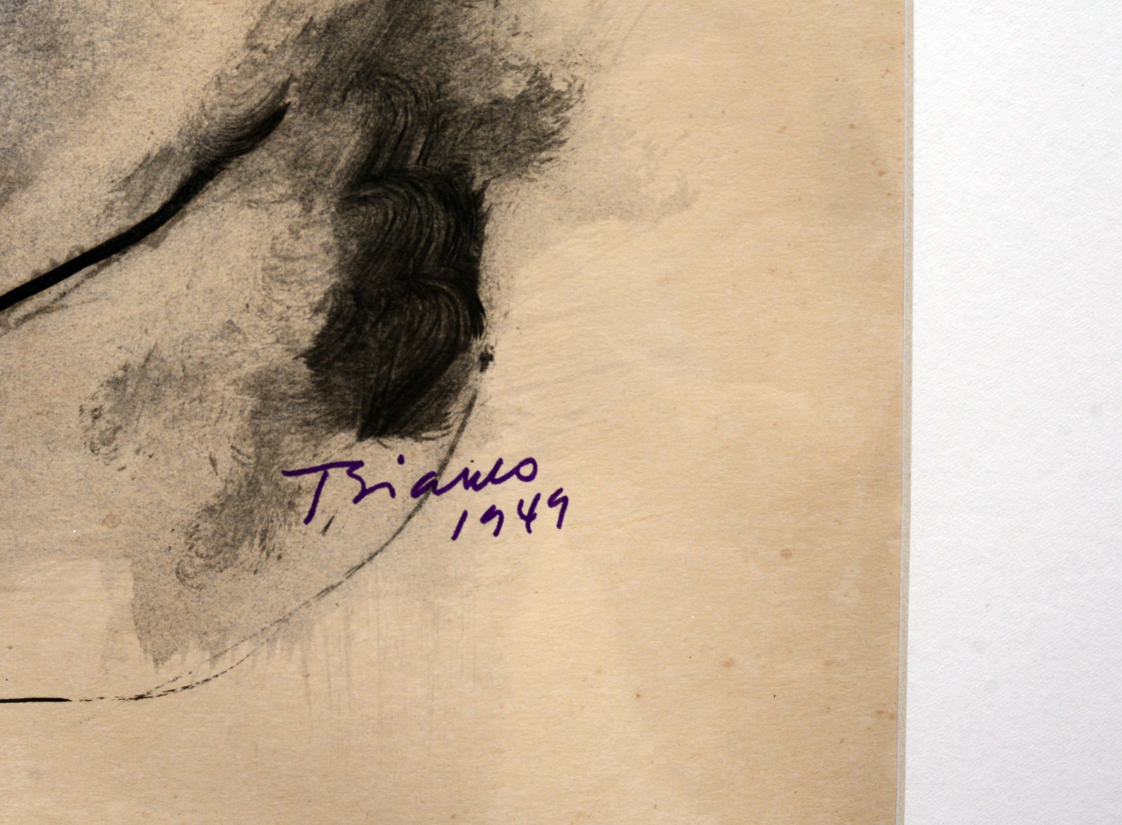 Enrico Bianco (1918-2013), Desenho dupla face, frente "Cabeça de Homem"  e verso "Nú", 1949 - foto 3 de 5