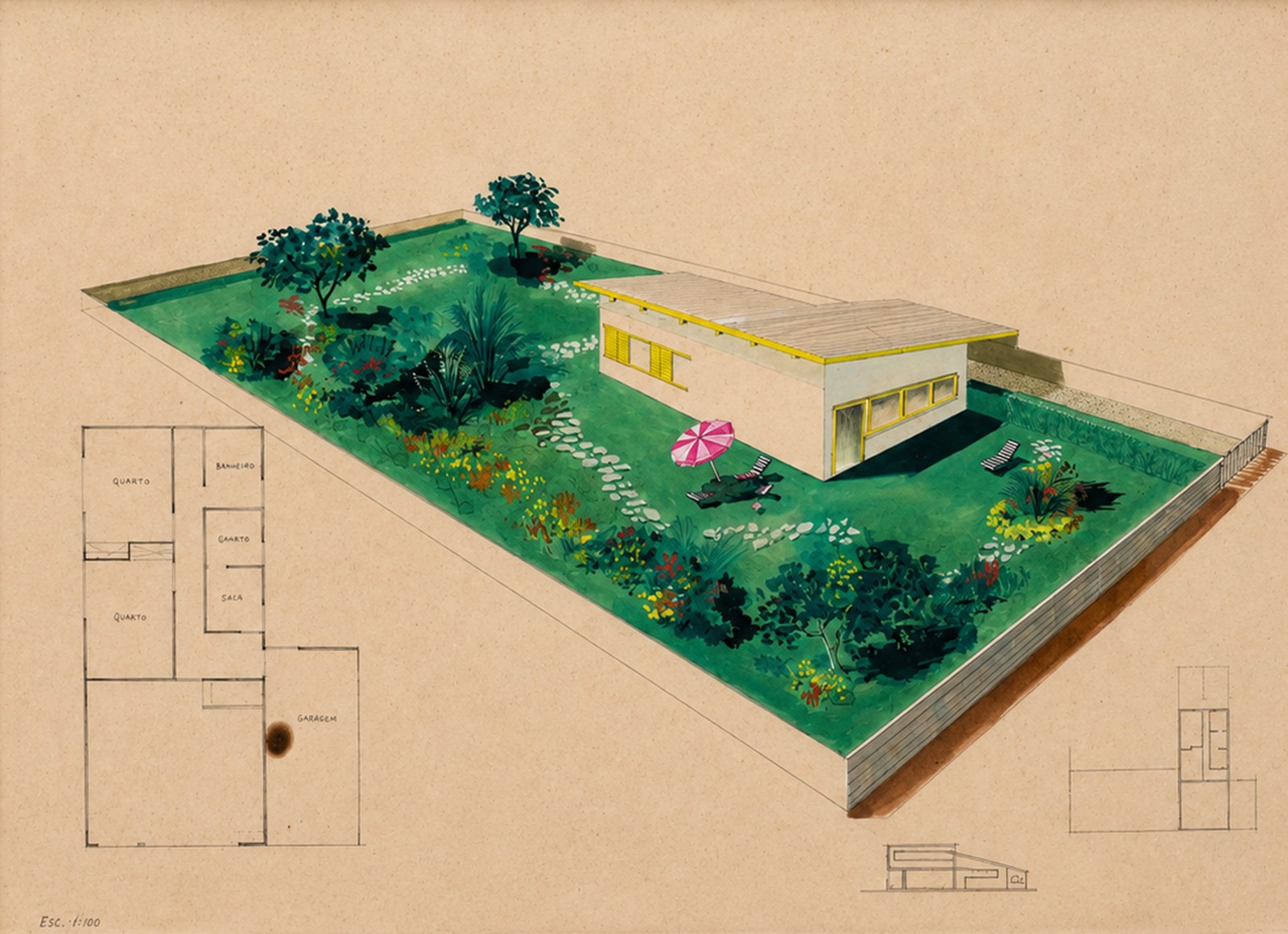 Enrico Bianco (1918-2013), Estudo Arquitetonico, 1953 - foto 1 de 3