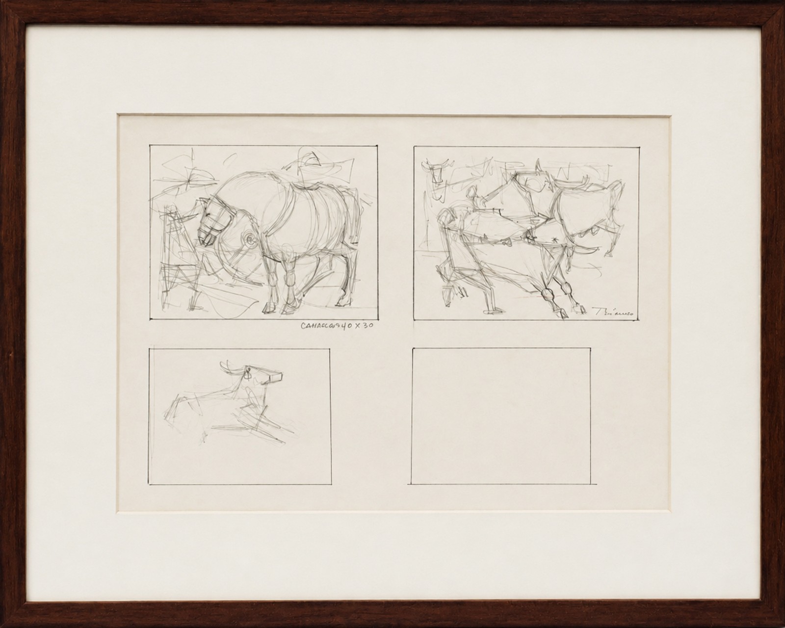 Enrico Bianco (1918-2013), Estudo Cavalos e Boiadeiros, década de 1950 - foto 2 de 4