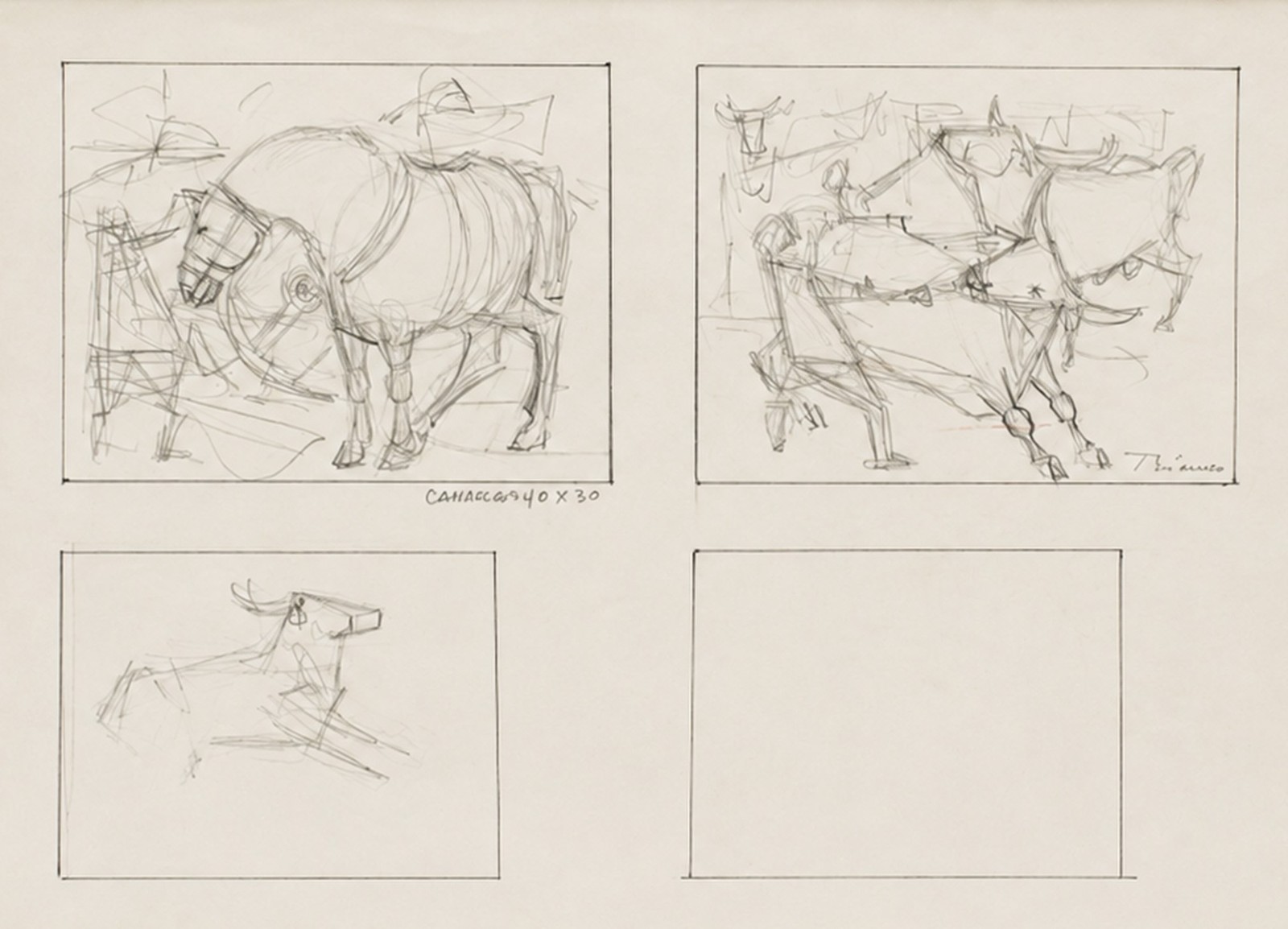 Enrico Bianco (1918-2013), Estudo Cavalos e Boiadeiros, década de 1950 - foto 1 de 4