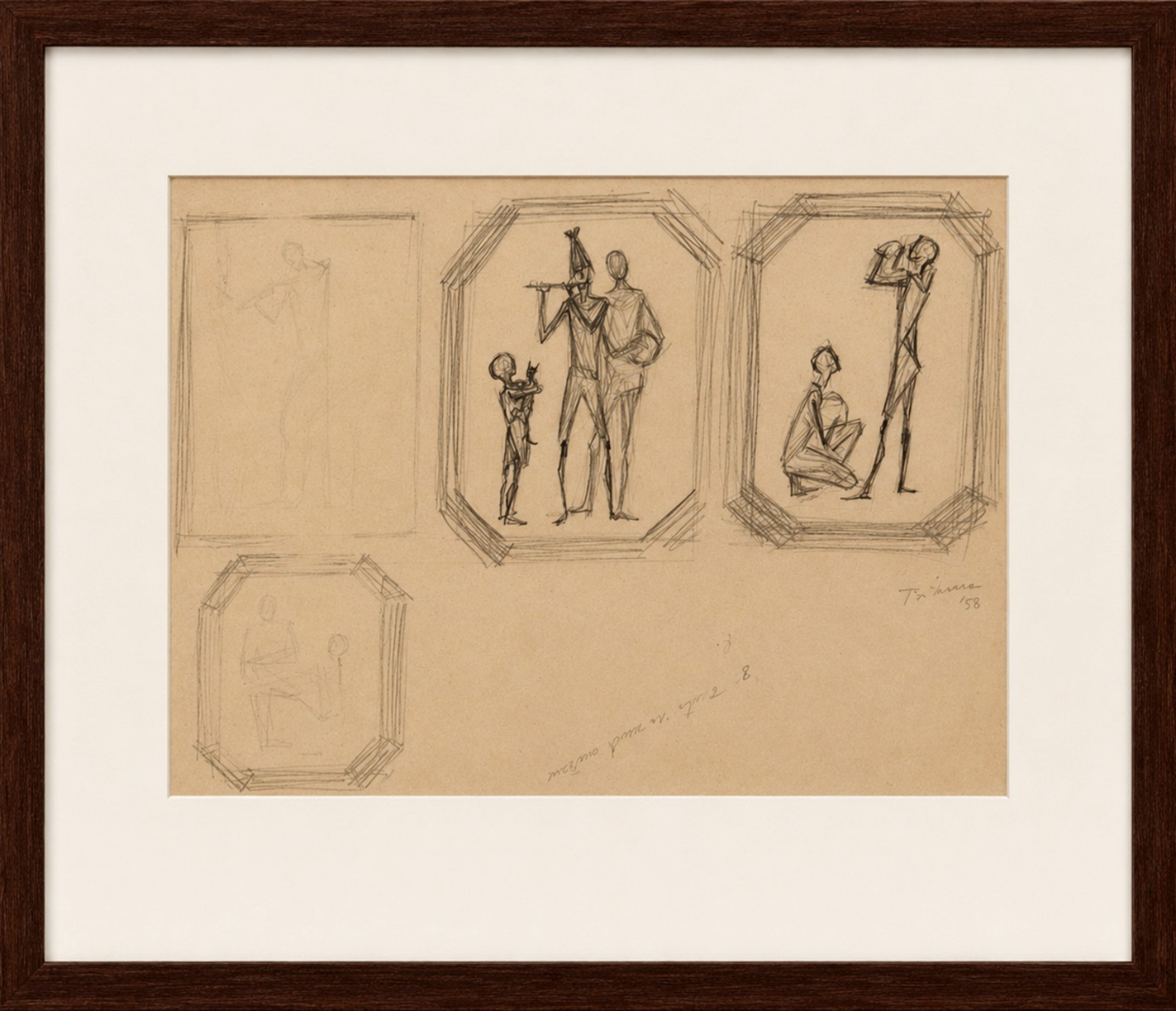 Enrico Bianco (1918-2013), Estudo para 4 Obras (frente Músicos) e 3 obras (verso), 1956 - foto 3 de 4