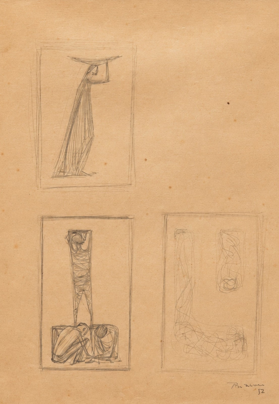 Enrico Bianco (1918-2013), Estudo para 3 Obras, 1956 - foto 1 de 4