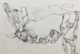 Enrico Bianco (1918-2013), Derrubada, 1980 - Desenho a carvão envernizado<br>Ass. Inf. esquerdo<br>Reproduzido no Livro do Artista Bianco à página 165, com Declaração de Autenticidade, registrado