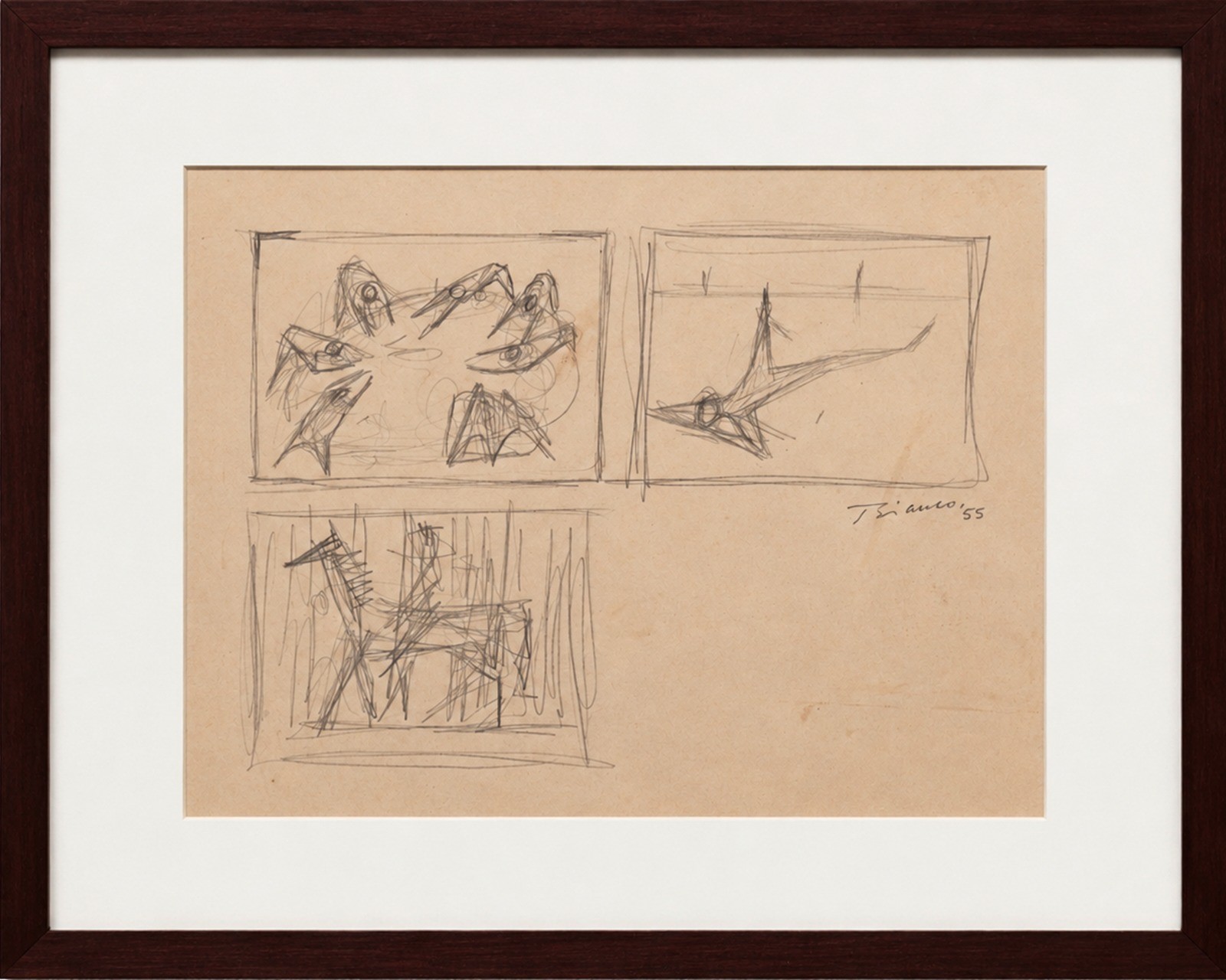 Enrico Bianco (1918-2013), Estudo para 3 Obras (frente) e 1 obra (verso), 1955 - foto 2 de 5