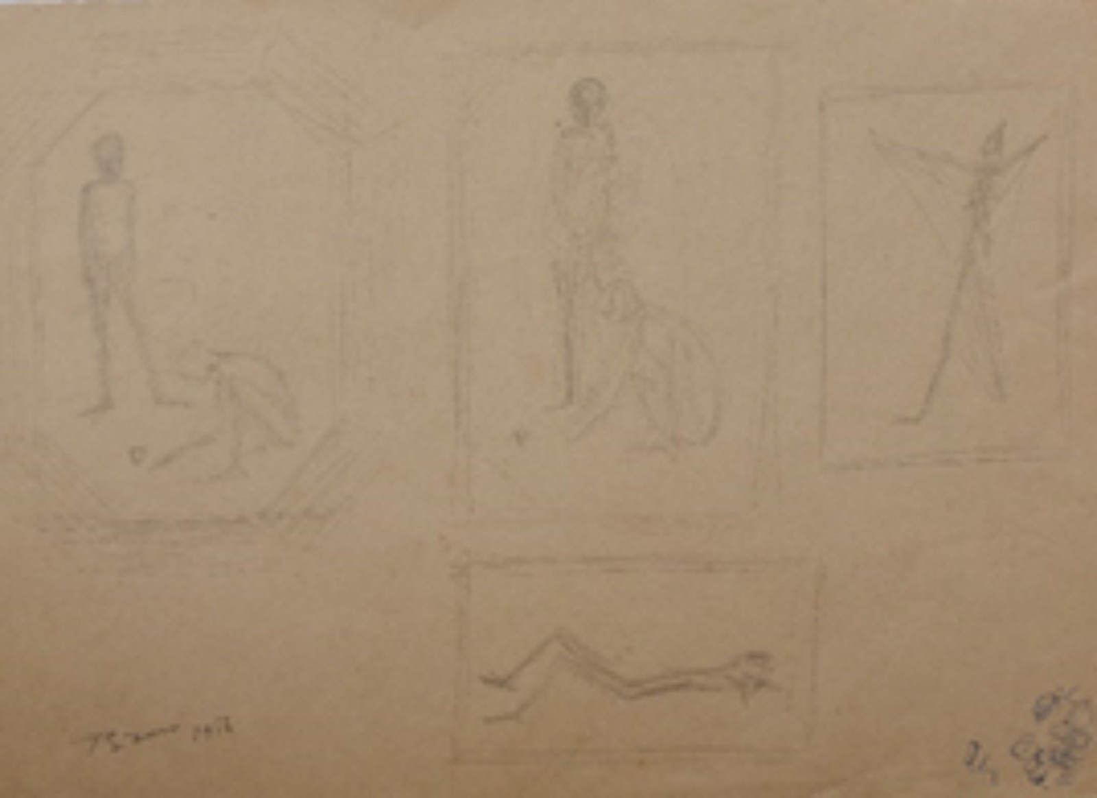 Enrico Bianco (1918-2013), Estudo para 4 Obras (frente) e 2 Obra (verso) - foto 1 de 5