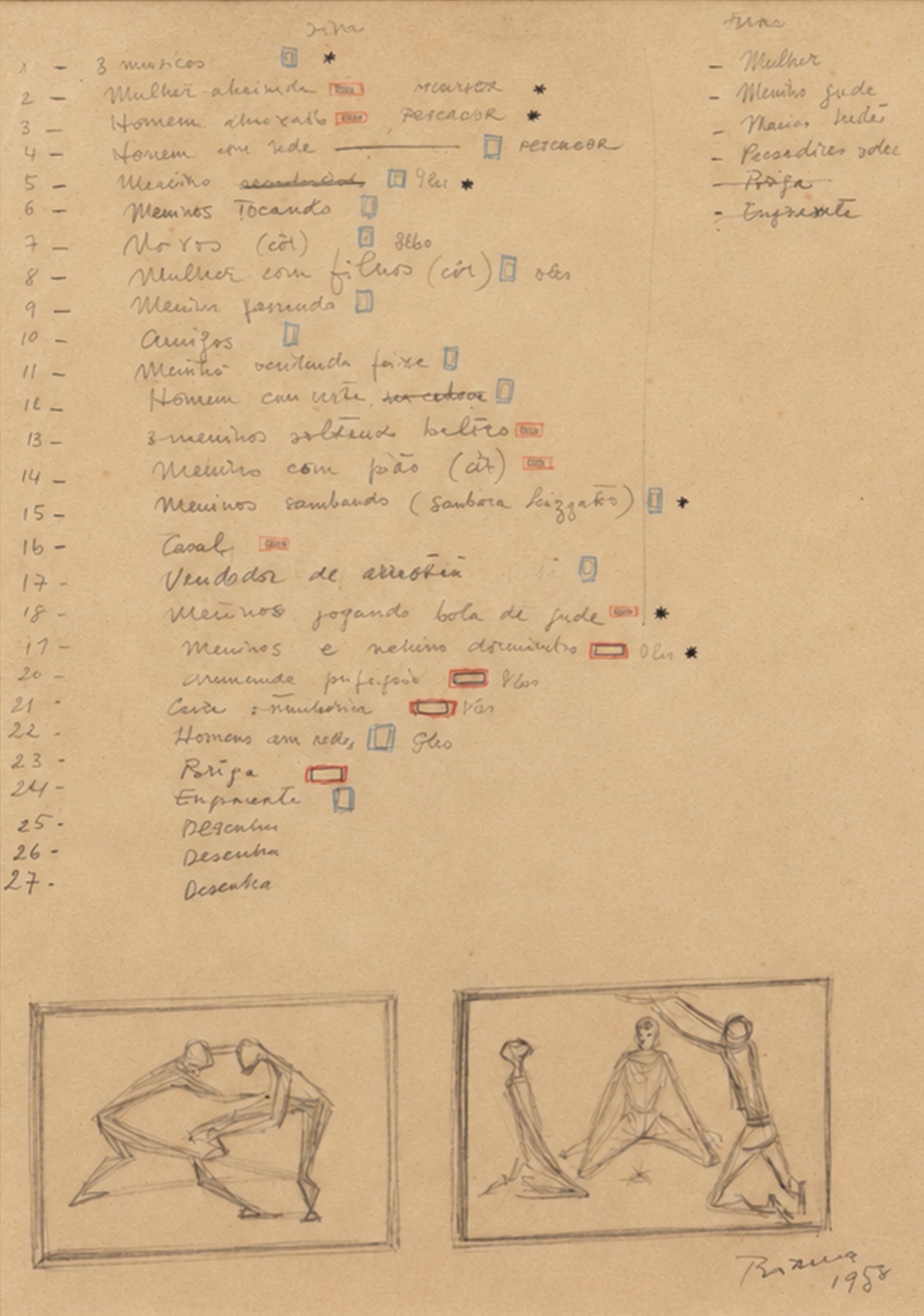 Enrico Bianco (1918-2013), Estudo para 2 Obras, 1956 - foto 1 de 4