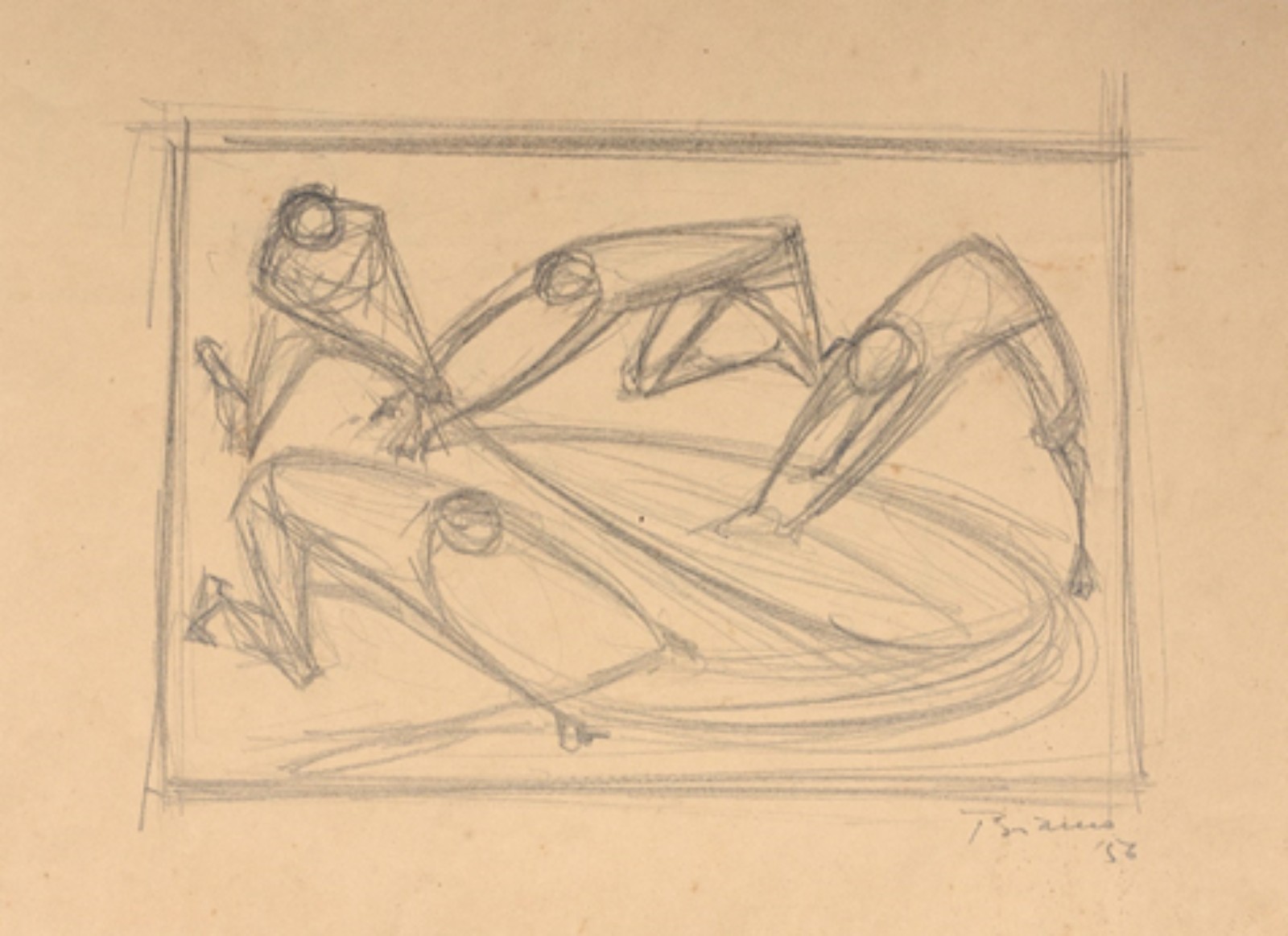 Enrico Bianco (1918-2013), Estudo Pescadores, 1956 - foto 1 de 4