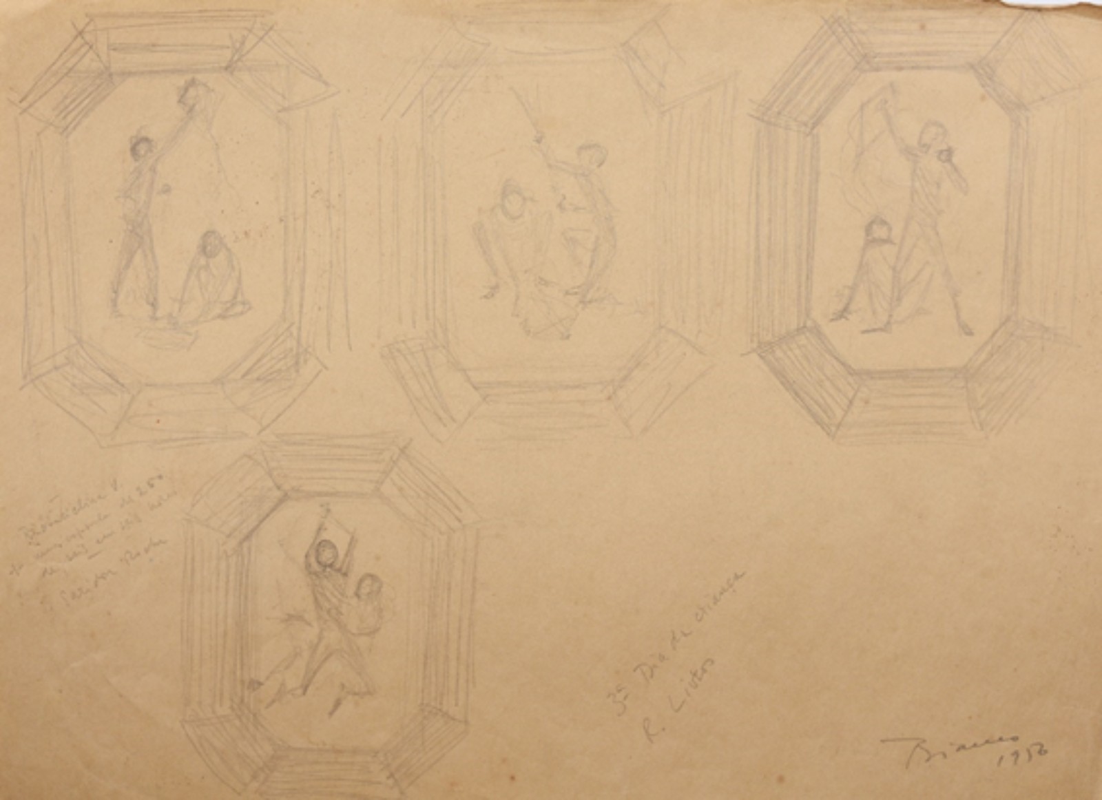 Enrico Bianco (1918-2013), Estudo para 4 Obras, 1956 - foto 1 de 4
