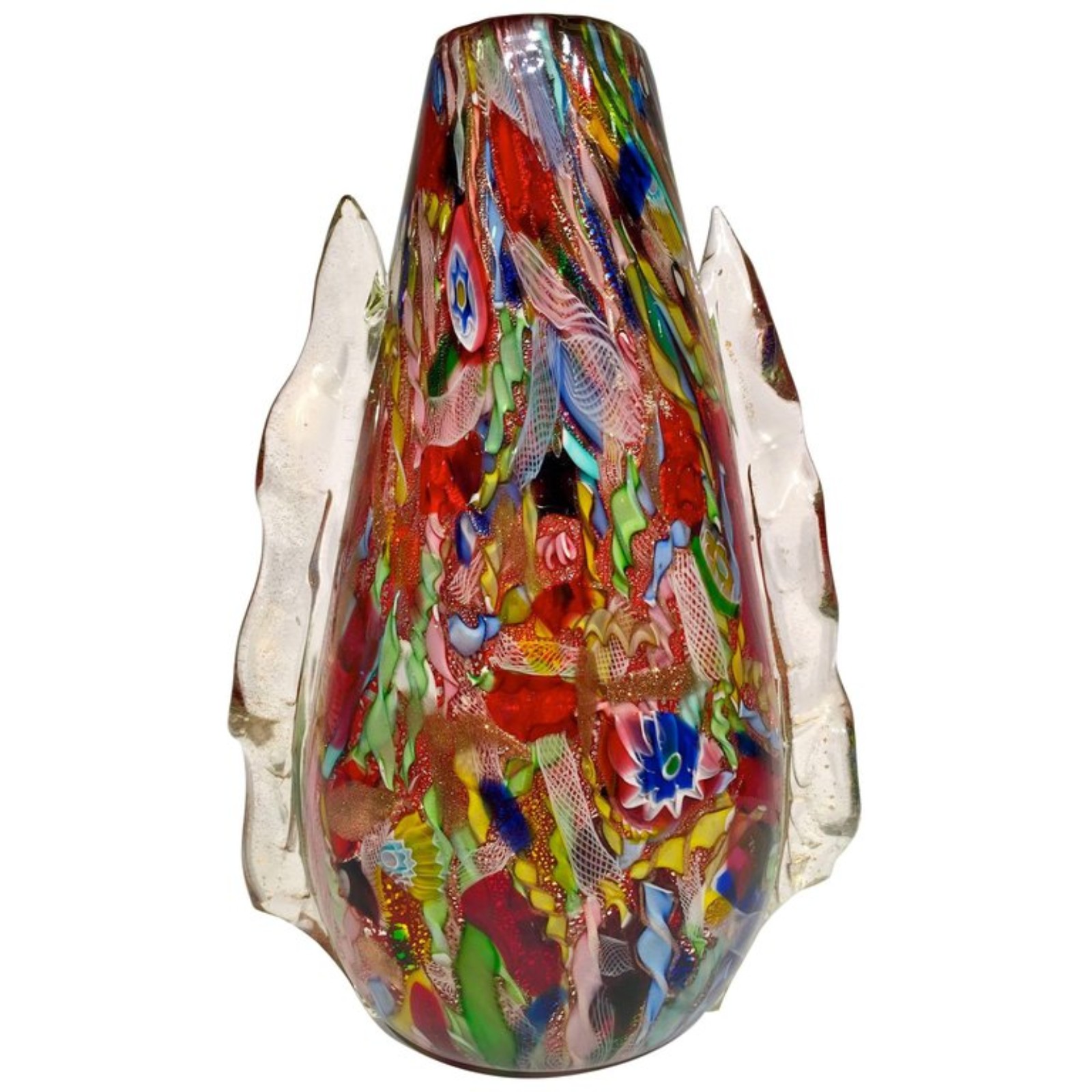Vaso em vidro artistico soprado de Murano, multicolorido com técnicas... - foto 1 de 3