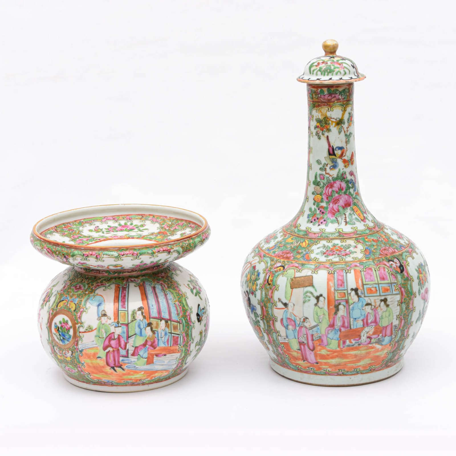Lote com duas peças em porcelana chinesa Mandarim - foto 1 de 2