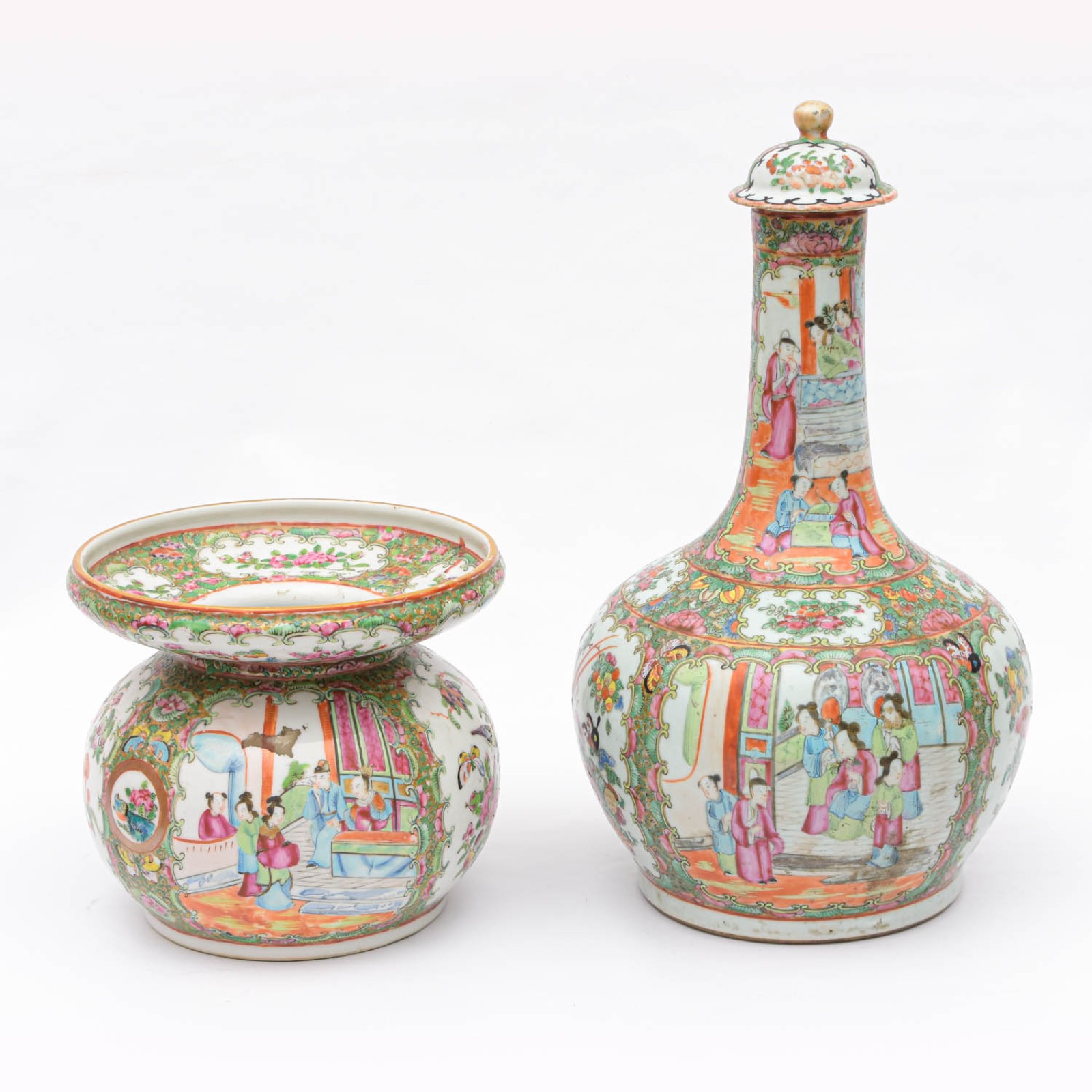 Lote com duas peças em porcelana chinesa Mandarim - foto 2 de 2